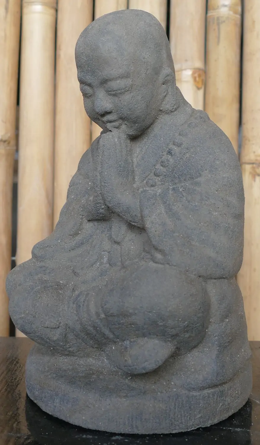  Product image 2 of the product “Sitting Monk, 25cm height, cast lava stone, handcrafted & coloured ”